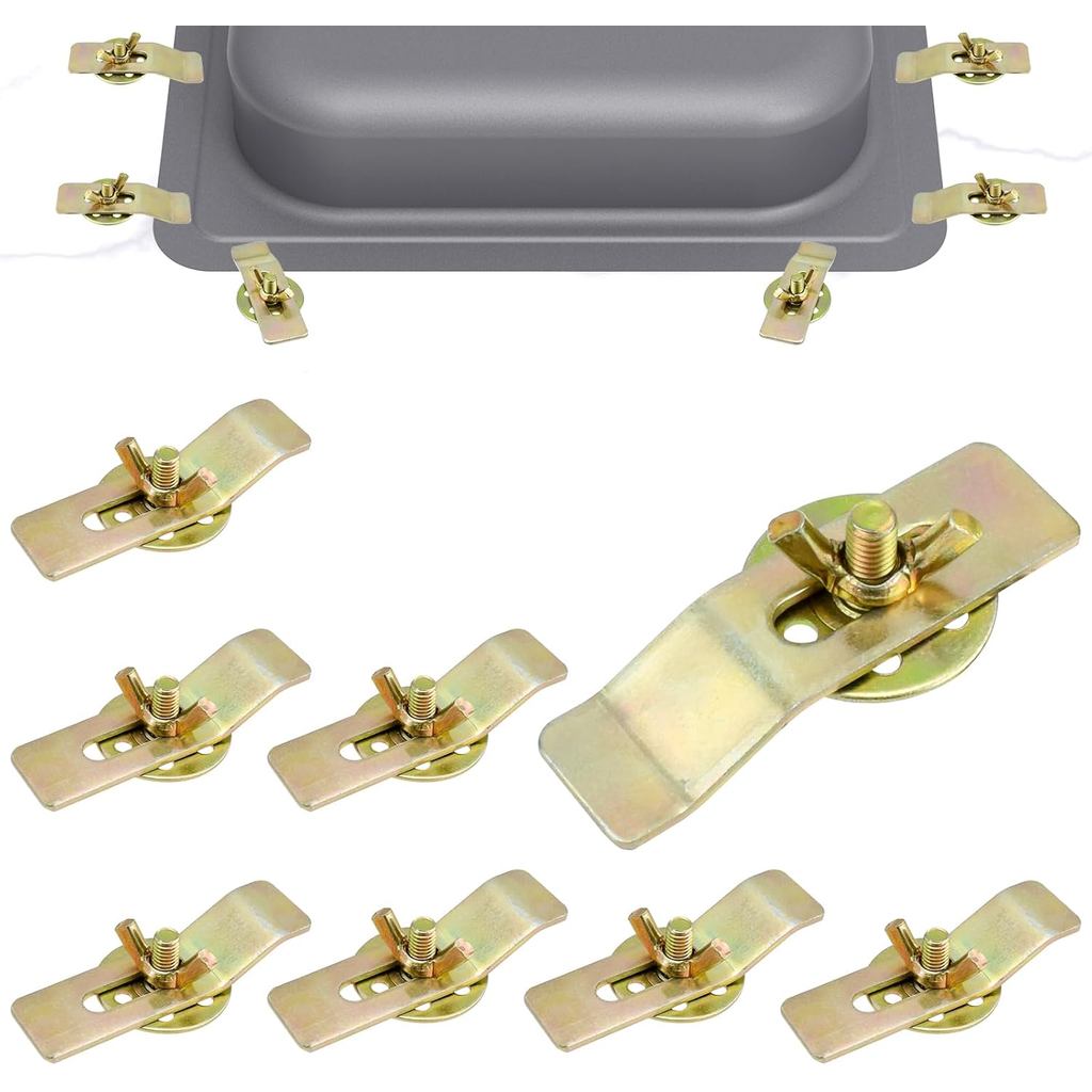 8 Pcs Undermount Sink Clips, Sink Brackets for Kitchen, Bathroom & Vanity Countertops, Secure Support (Gold)