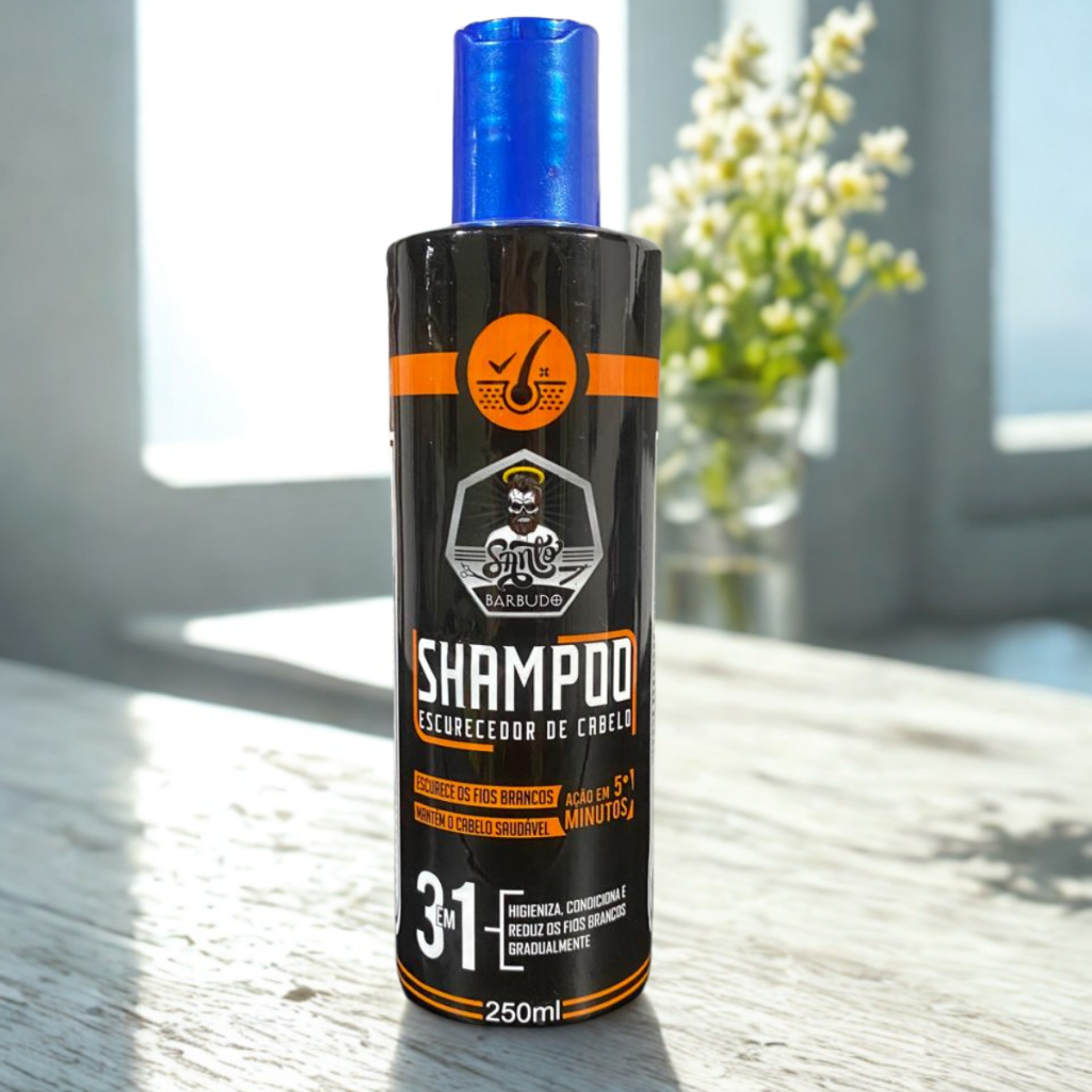 Escurecedor De Cabelo Branco Grisalho, Shampoo 250ml, SANTO BARBUDO