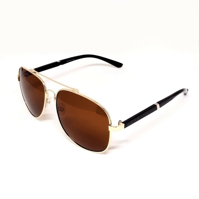 Óculos De Sol Masculino Polarizado Big Round Lova Dourado