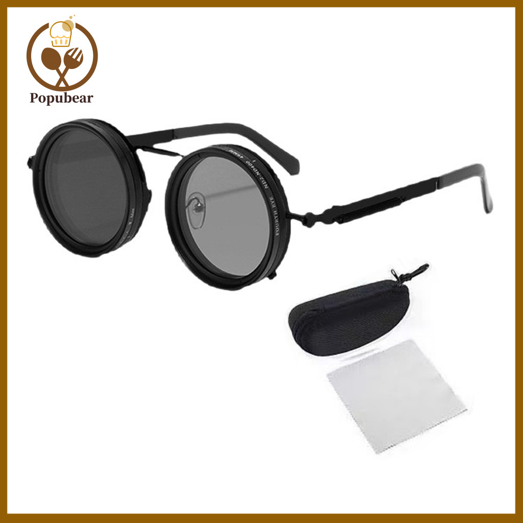 Beach Sunglasses Polarized Adjustable Unisex with Nd Filter Lenses – Color-changing Round Frame Uv Protection for Outd