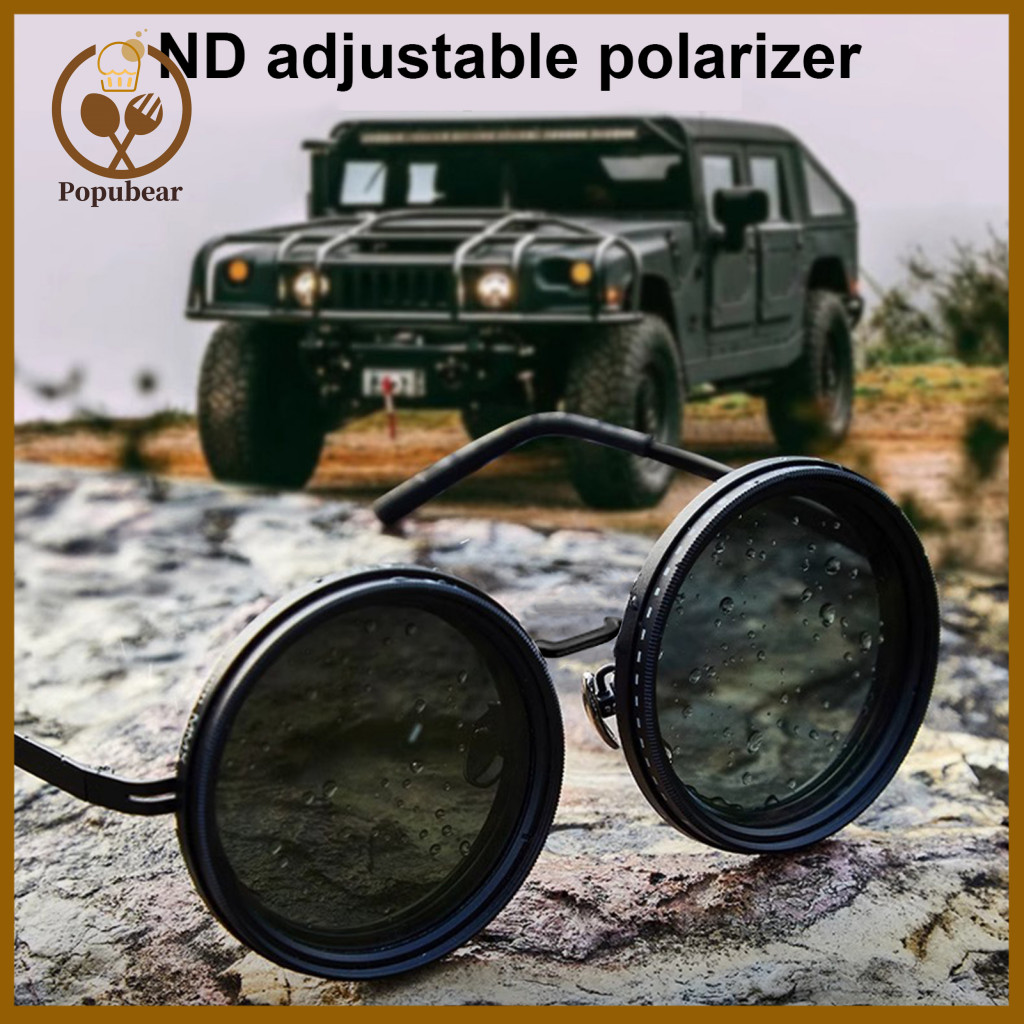 Nd Filter Sunglasses Adjustable Round Polarized with Lenses 1-9 Gears Tint Uv Protection for Men – Perfect for Beach F