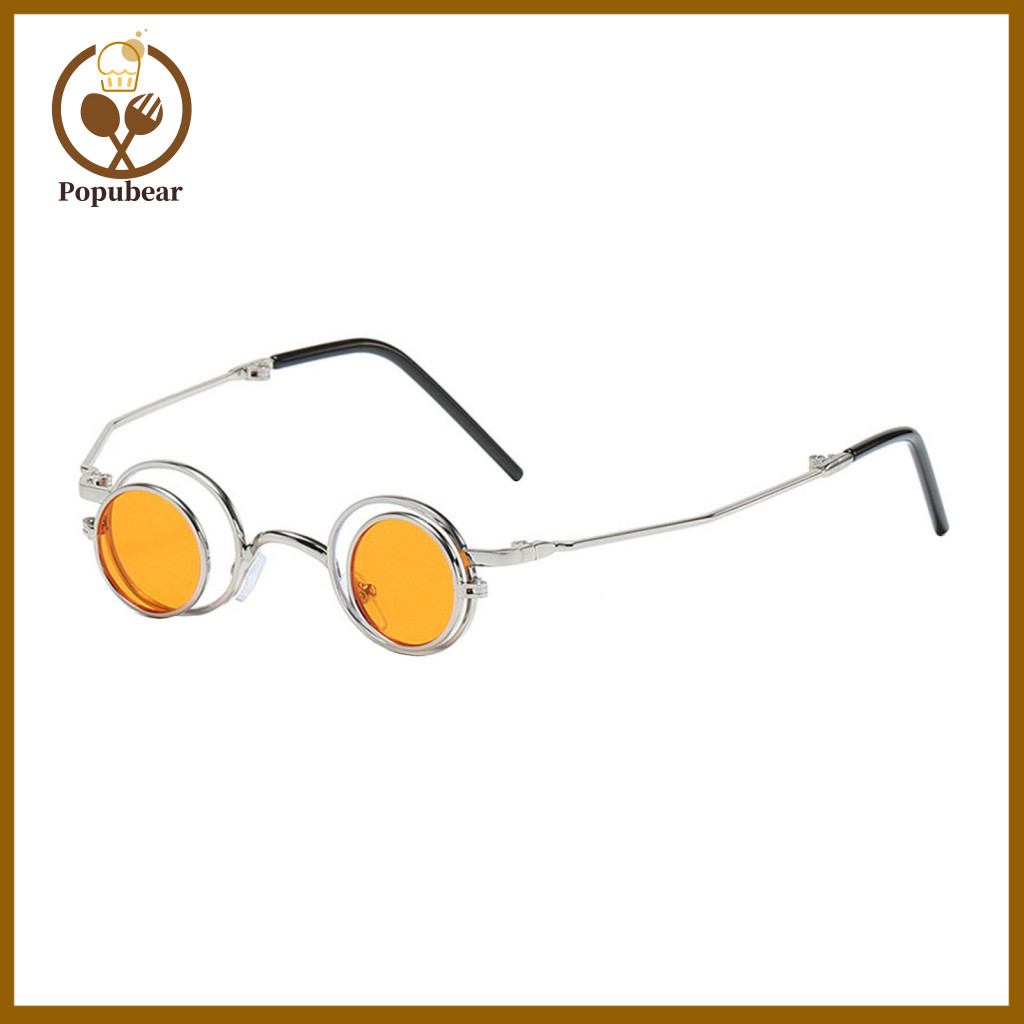 High Definition Sunglasses Uv400 Round Flip-up Polarized for Men Women Retro Small Circle Sun Glasses Stylish Punk Desig