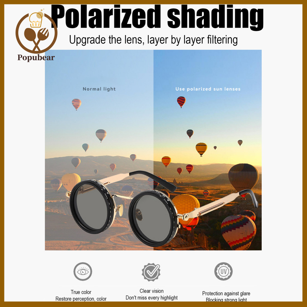 Stylish Round Sunglasses Polarized Lenses Adjustable for Men – 1-9 Gear Uv Protection with Nd Filter Perfect for Beach