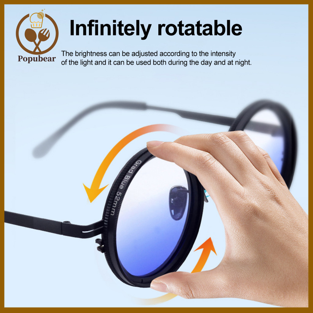 Blue Light Blocking Sunglasses Sun Protection Adjustable Polarized Round for Men Women Uv Gradient Lenses Retro Style Pe