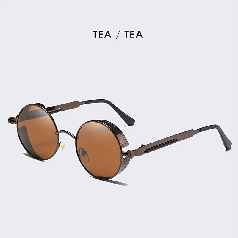 Vintage Metal Steam Punk Sunglasses  - Polarized Round Frame Glasses With Luxury Golden Metal Brand Designer, no box*&&-