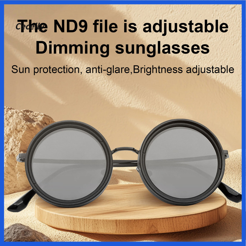 Light Blocking Sunglasses Adjustable Round Polarized with Nd Filter Lenses 1-9 Gears Tint Uv Protection for Men – Perf