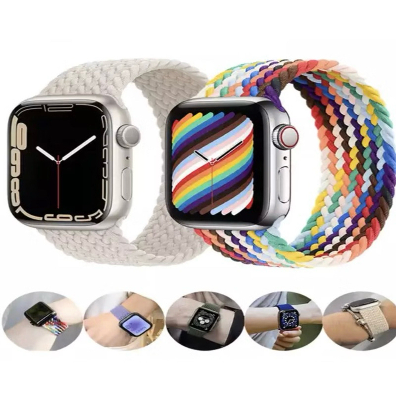 Nova Pulseira Nylon Trançado Elastica Loop Para Apple Watch 123456789 SE