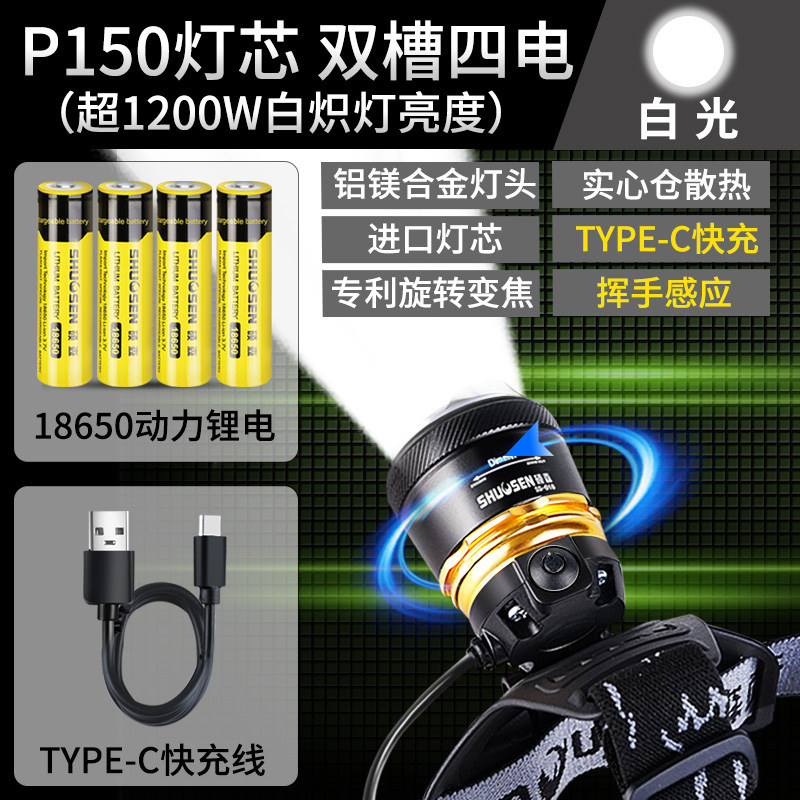 [Special offer] German imported high-quality ultra-bright rechargeable head-mounted sensor light flashlight, portable li