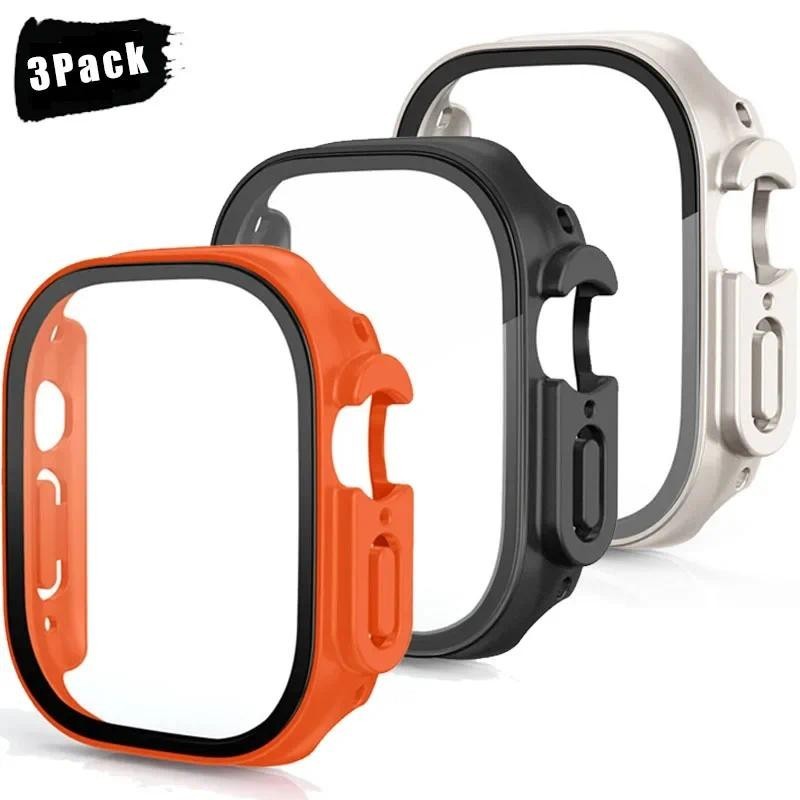 3Pack Glass + case Para Relógio Apple Watch Ultra 49mm Pulseira smartwatch PC Bumper + Protetor De Tela Série iwatch Acessórios