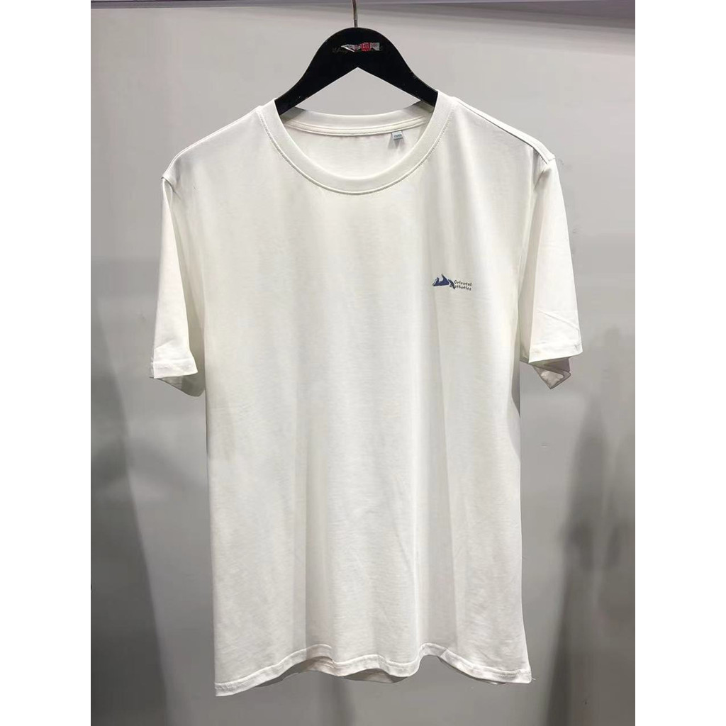 Grande marca genuína!Marca de roupas masculinas!Camiseta masculina branca de manga curta simples Casual respirável algod