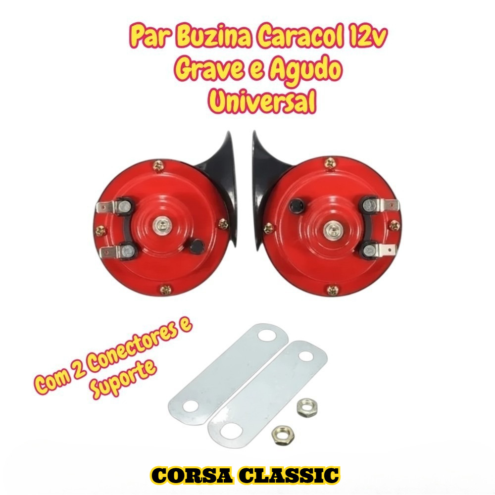 Buzina Caracol Universal 12v 2 Conectores Buzina Caracol Carro CORSA CLASSIC Universal