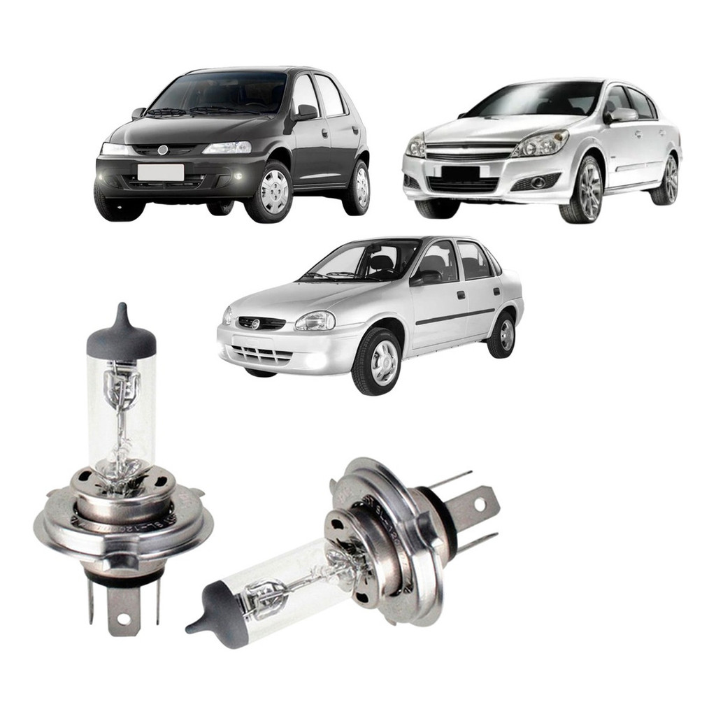KIT LAMPADAS HALOGENA FOCO SIMPLES PARA GM ASTRA/CELTA/CLASSIC/CORSA/CORSA CLASSIC/VECTRA/TRACKER 12V 55W