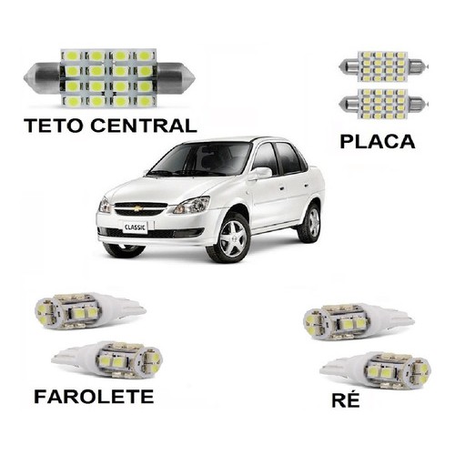 Lampadas de Led Corsa Classic 2011 2012 2013 2014 2015 Sedan Kit Completo 12v Branca