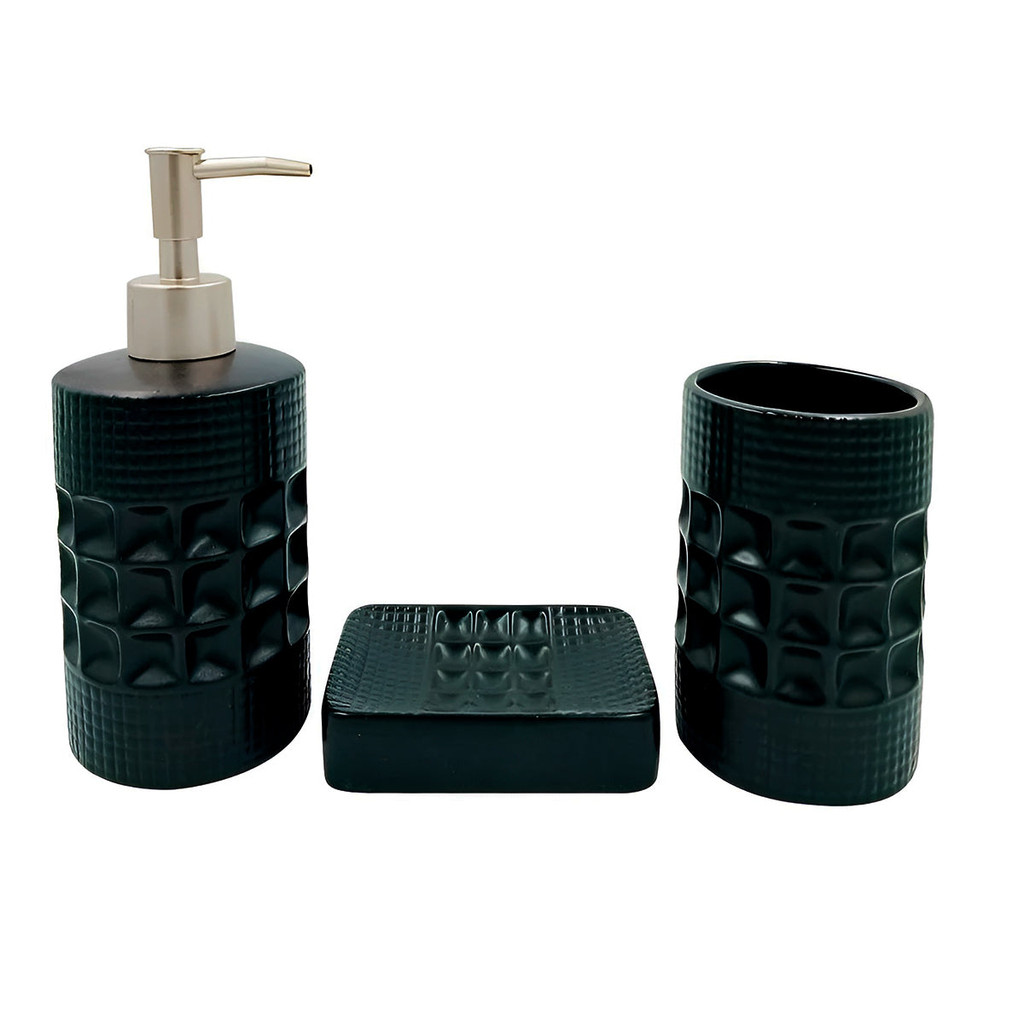 Prático Conjunto Para Banheiro 3 Peças em Preto Modelo