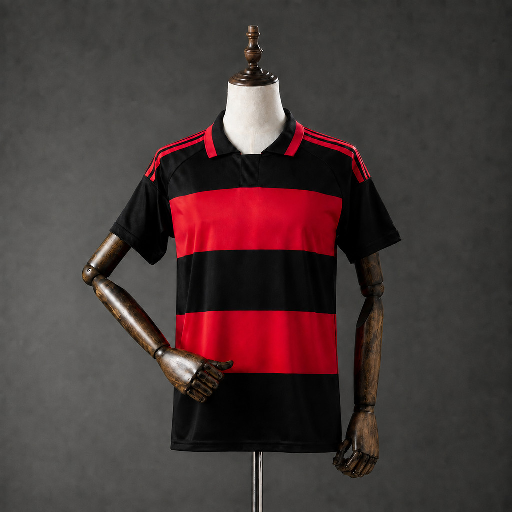 Camisa Masculina Preto e Vermelho 26/27 Modelo Esportivo Casual P ao 2XL
