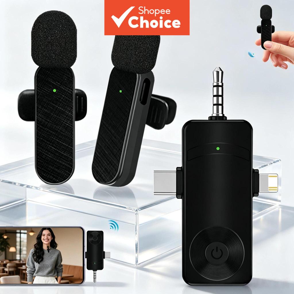 Microfone de Lapela Sem Fio, Conexão Automática, Reverb, Mudo, Monitoramento em Tempo Real, Baixa Latência, Para