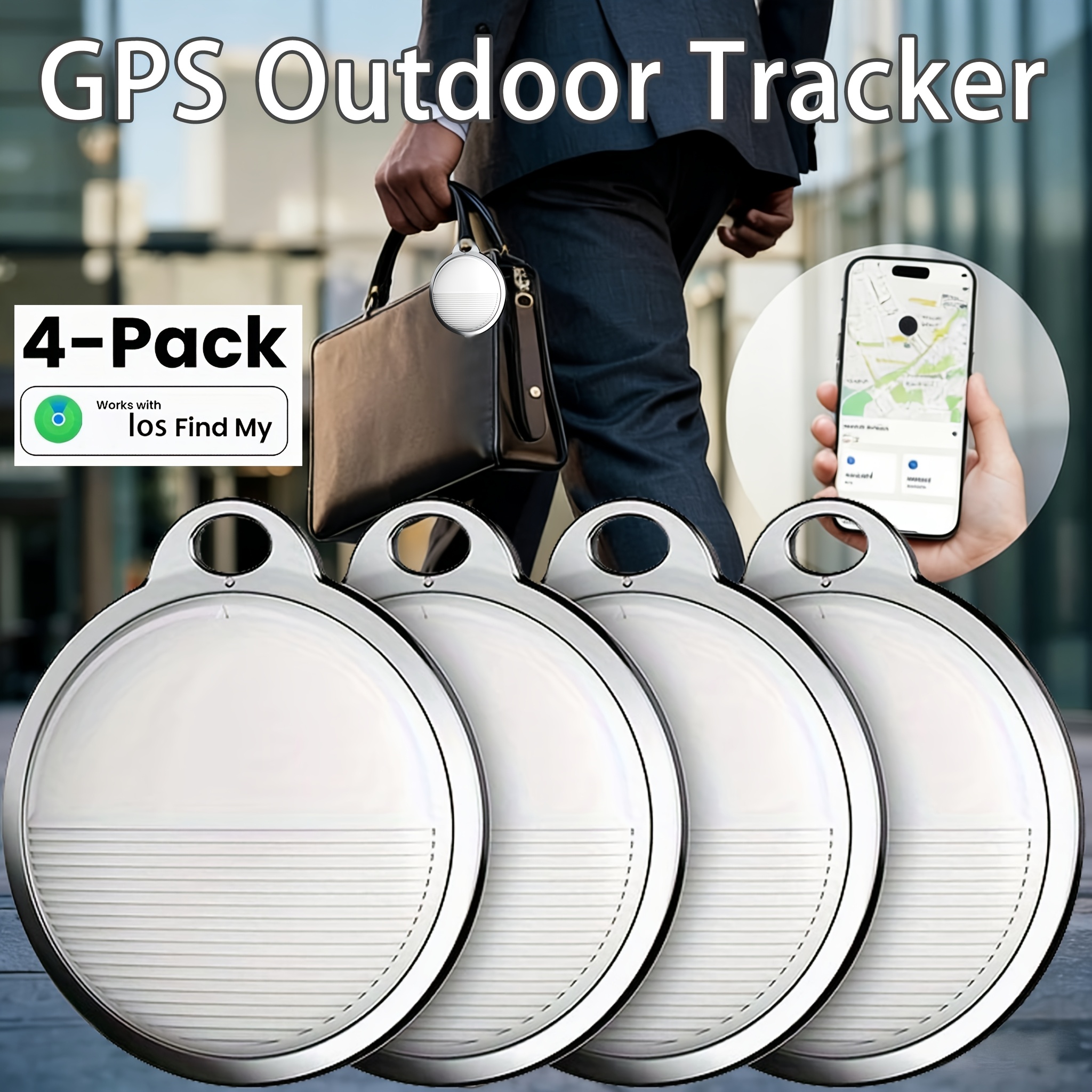 Rastreador GPS externo 1–4 unidades para iOS; monitoramento em tempo real, proteção anti-perda, evita extravio