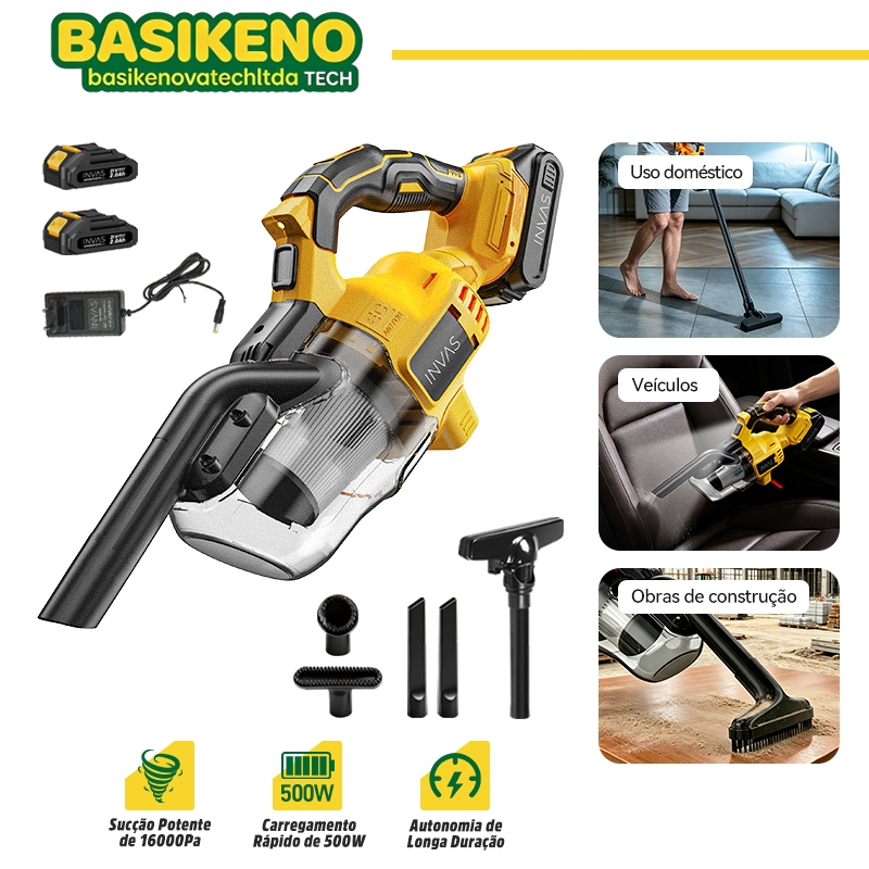 Aspirador De Pó Portátil Soprador Sem Fio Obra Casa e Carro Industrial Profissional com Filtro Hepa Bateria Acessórios