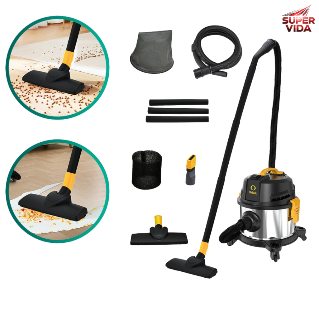 Aspirador de Pó e Água Industrial 3 em 1 Inox 12/15L 1600W 127/220V  Aspira Pó, Absorve Água e Sopra
