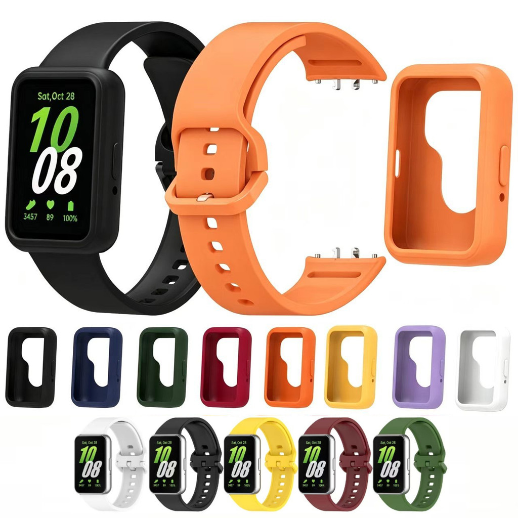 Pulseira de Silicone + Capa para Samsung Galaxy Fit3 Fit 3 SM-R390, Substituição de Pulseira de TPU Macio para Smartwatc