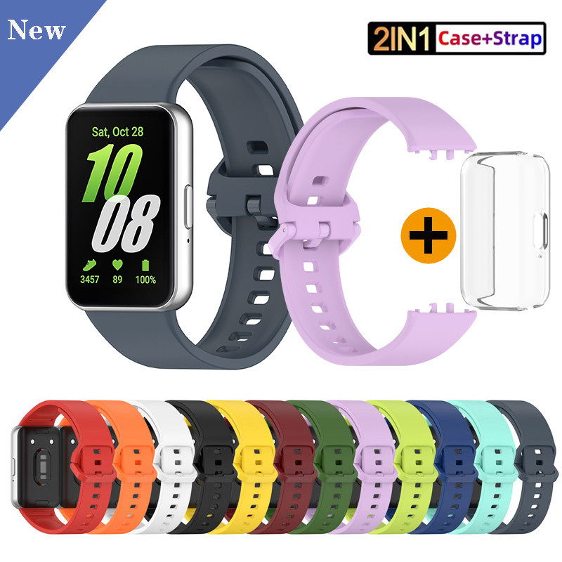 2 Em 1 Bracelete De Silicone Para Samsung Galaxy Fit 3 Braceletes De Relógio Fit3 SM-R390 Com Capa Protetora