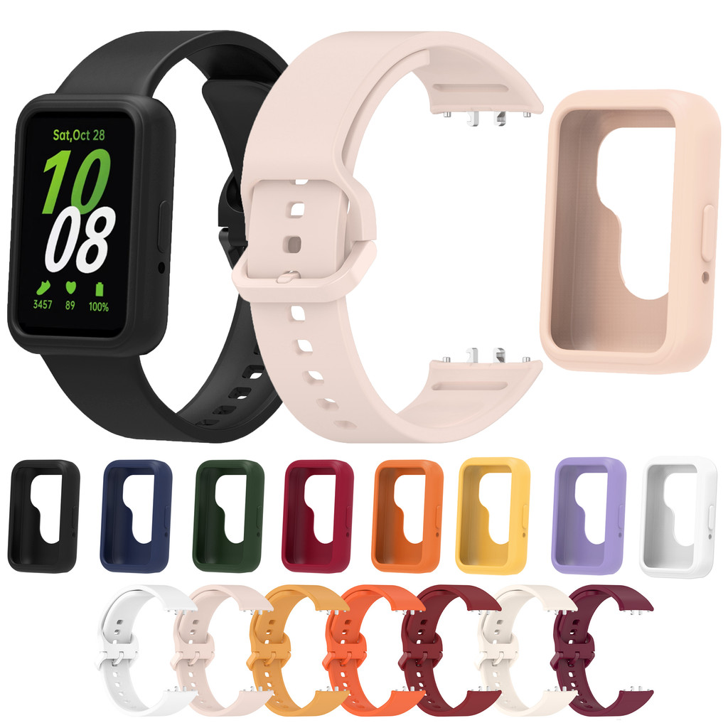 Pulseira De Silicone + Capa Para Samsung Galaxy Fit3 Fit 3 SM-R390 De TPU Macia Substituição De Música Smartwatch Relógi