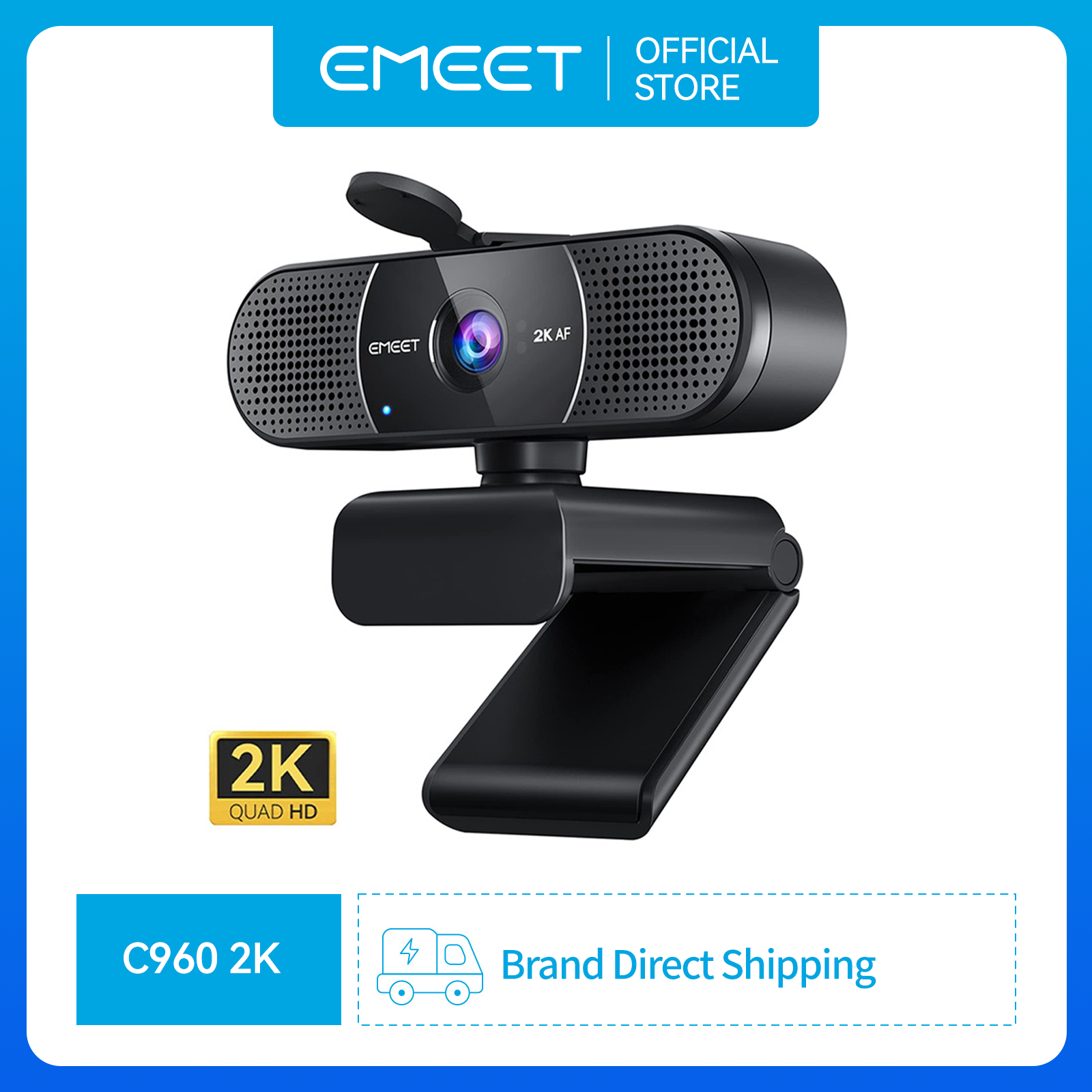 Câmera Web USB Emeet C960 2K QHD com Microfone Embutido para Transmissão ao Vivo, Zoom e Conferência em Laptop