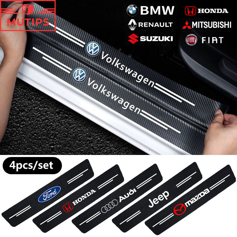 4pcs Autocolante De Placa De Soleira Anti-Riscos Para Carros Protetores