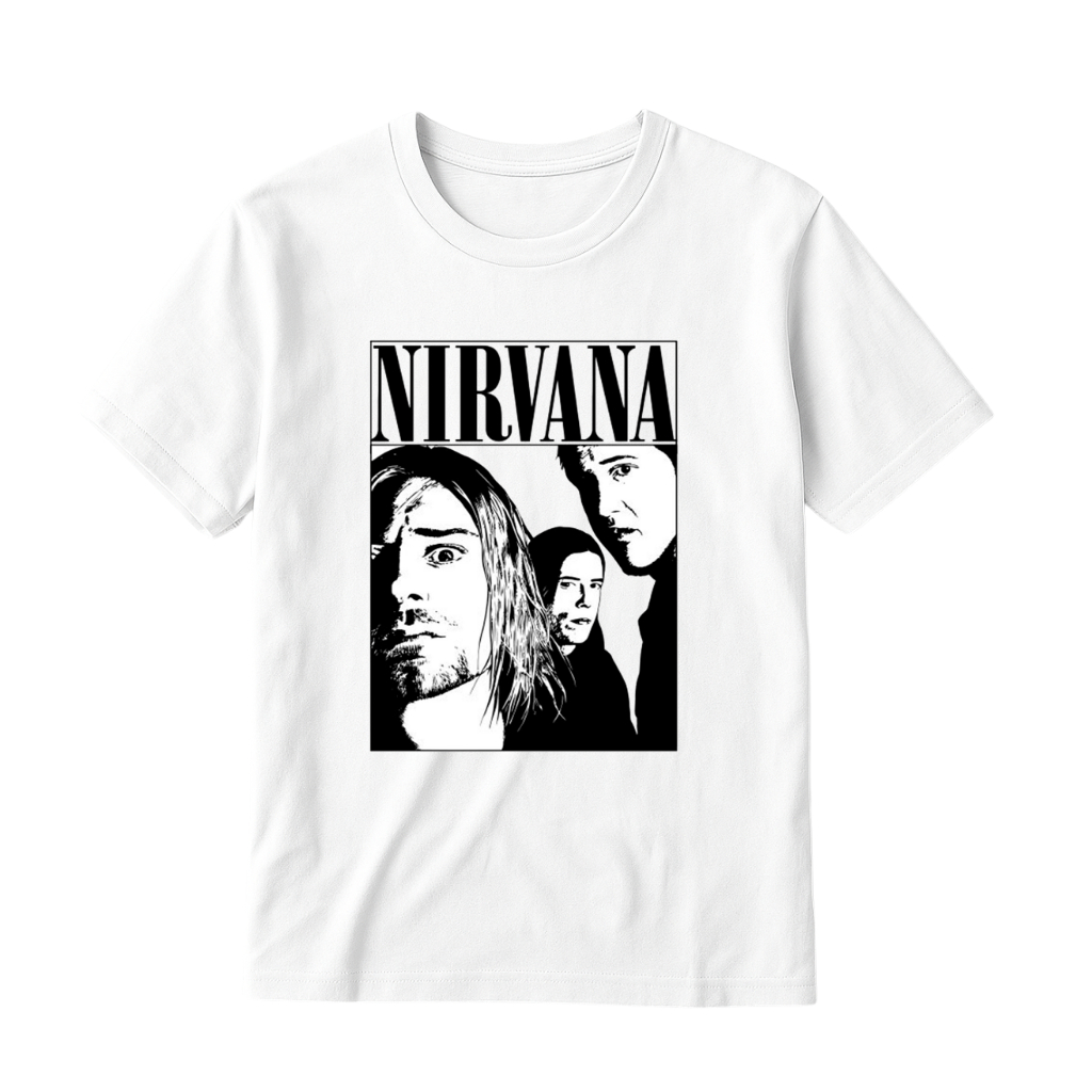 Camiseta Basica Estampada Camisa 100% Algodão Unissex Nirvana Rock Clássico Banda