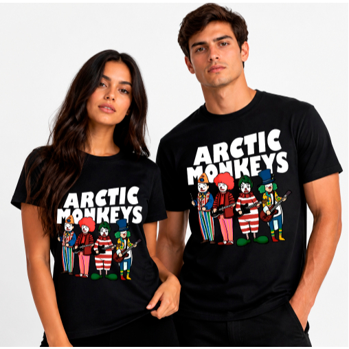 Camiseta Básica Artic Monkeys Banda Fluorescent Adolescent Palhaços Rock Unissex"