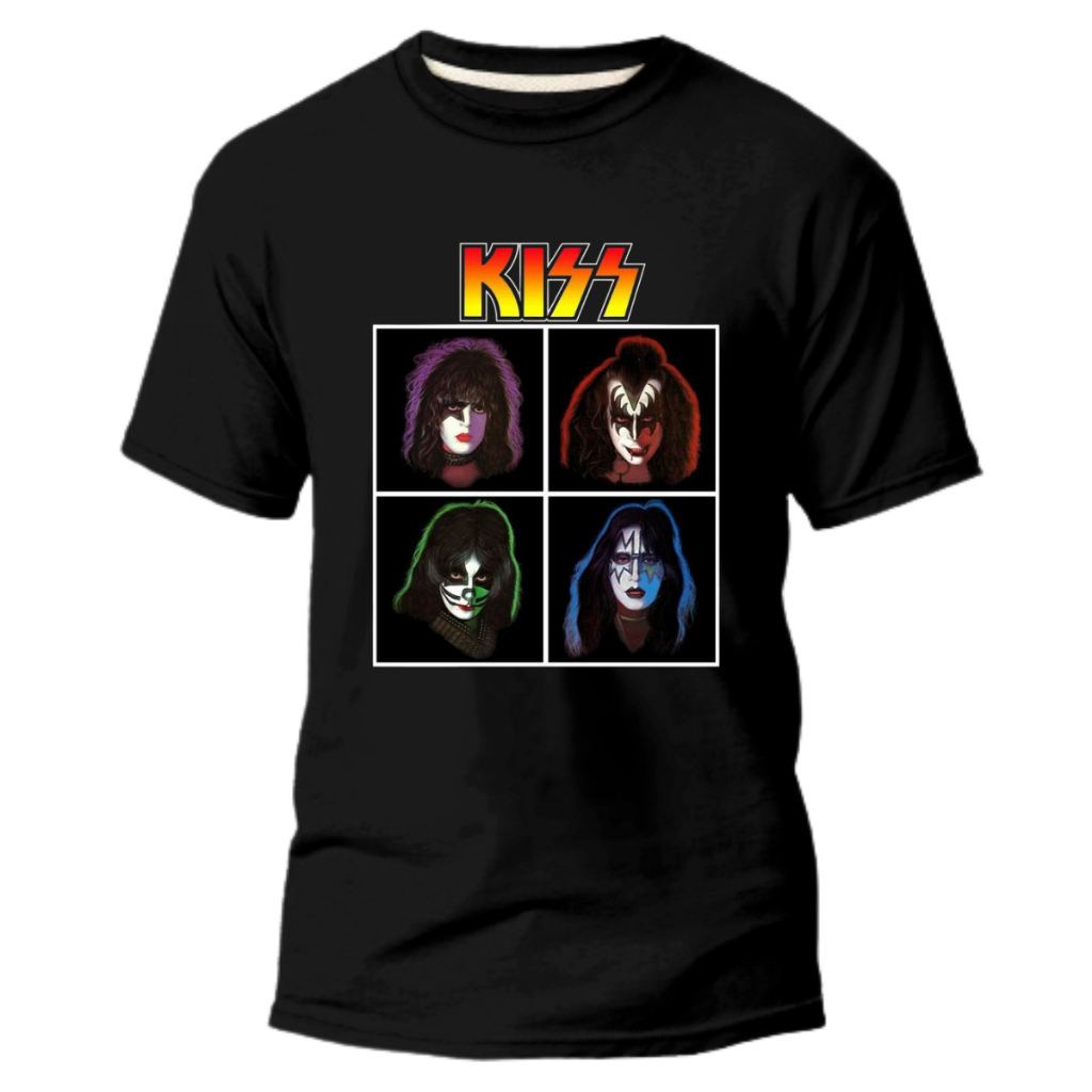 Camiseta Kiss Camisa Básica Banda De Rock kiss Gola Redonda