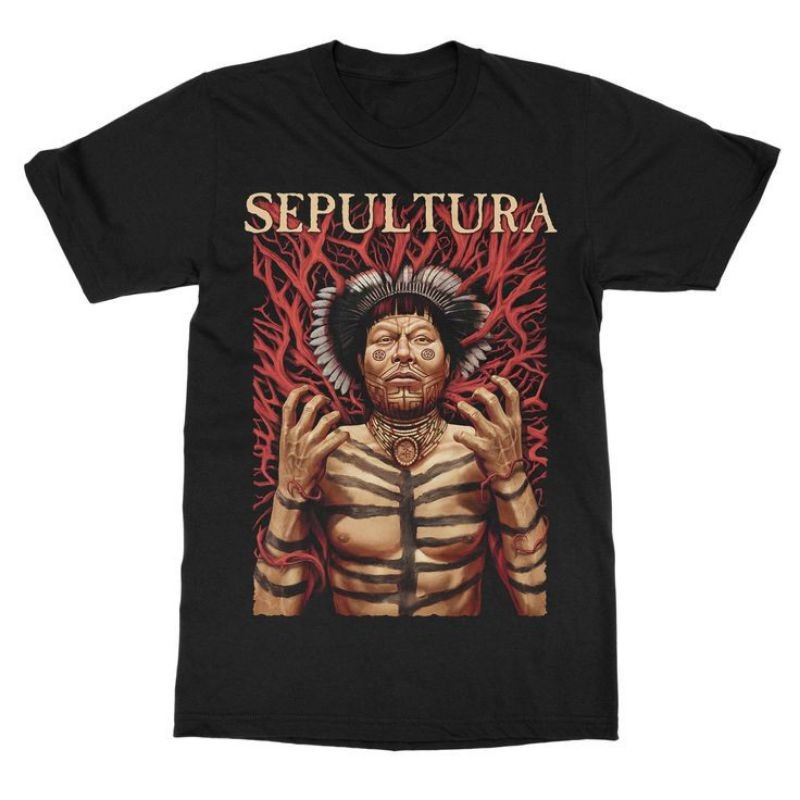 Camiseta Camisa Básica 100% Algodão Banda Rock Sepultura Índio Festival Brasil Show