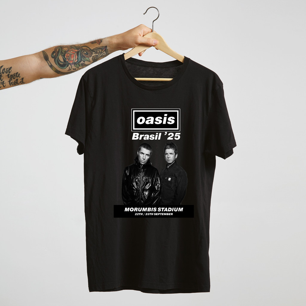 Camiseta Básica Oasis Banda de Rock 2025 Camisa 100% Algodão Lançamento Unissex