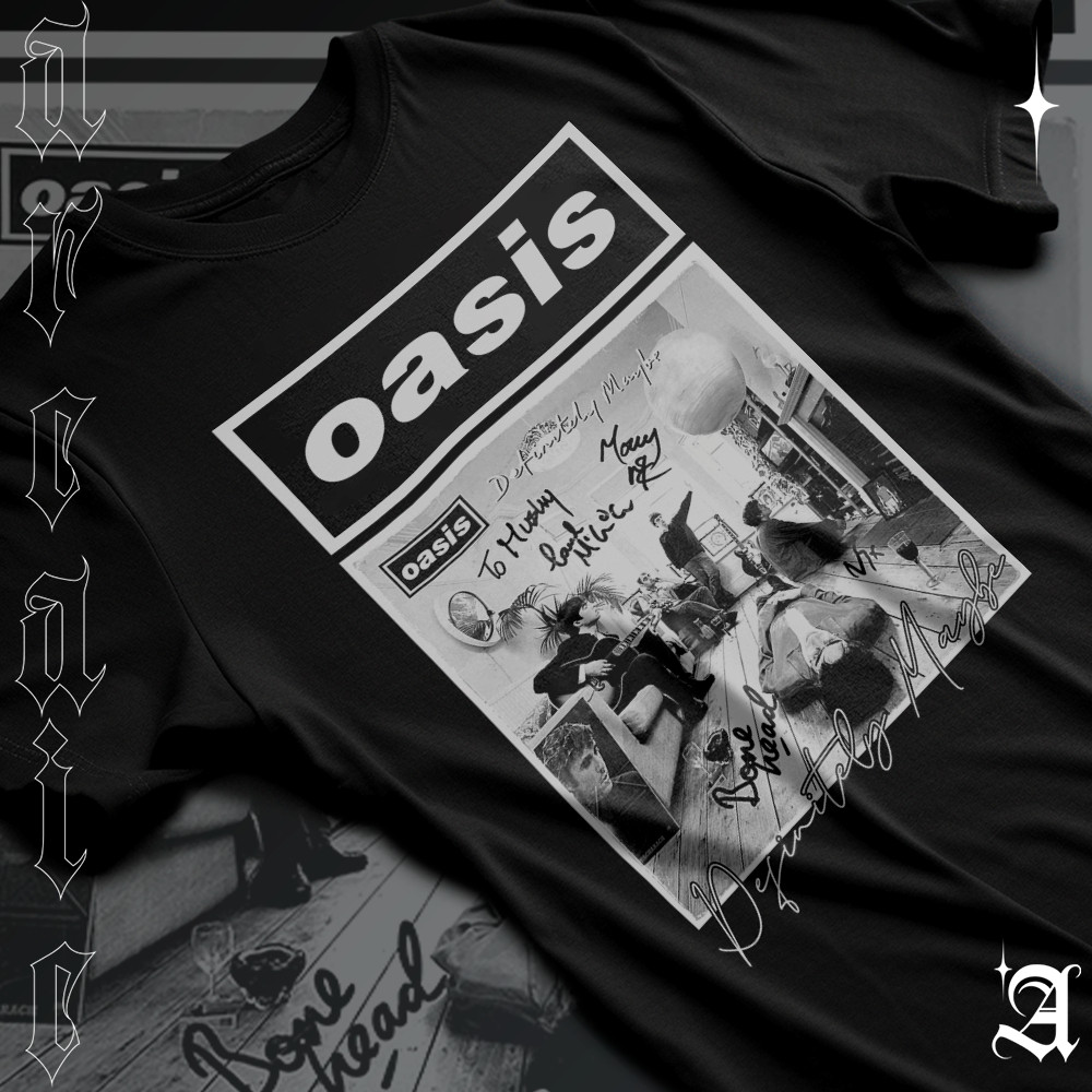 Camiseta Básica Algodão Oasis Banda Rock Unissex Camisa Streetwear