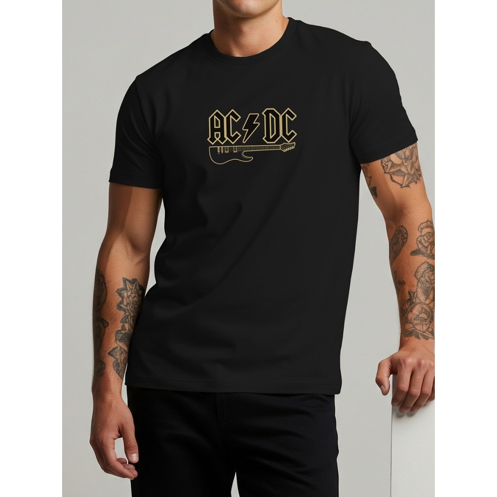 Camiseta Casual Masculina AC DC Rock Camisa Basica Banda Algodao Premium