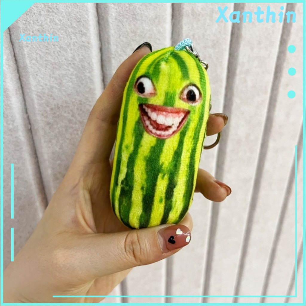 Funny Plush Pendant Soft Watermelon Keychain with Voice Cute Fruit Doll Birthday Gift for Kids and Teens Adorable for So