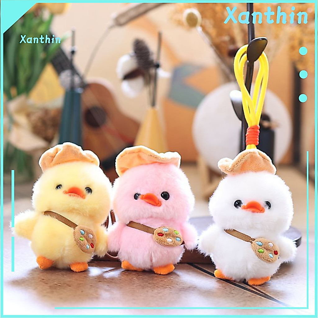 Beret Duck Keyring Skin-friendly Bag Charm Cute Plush Keychain Soft Stuffed Pendant for Bags Backpacks – Adorable Gift
