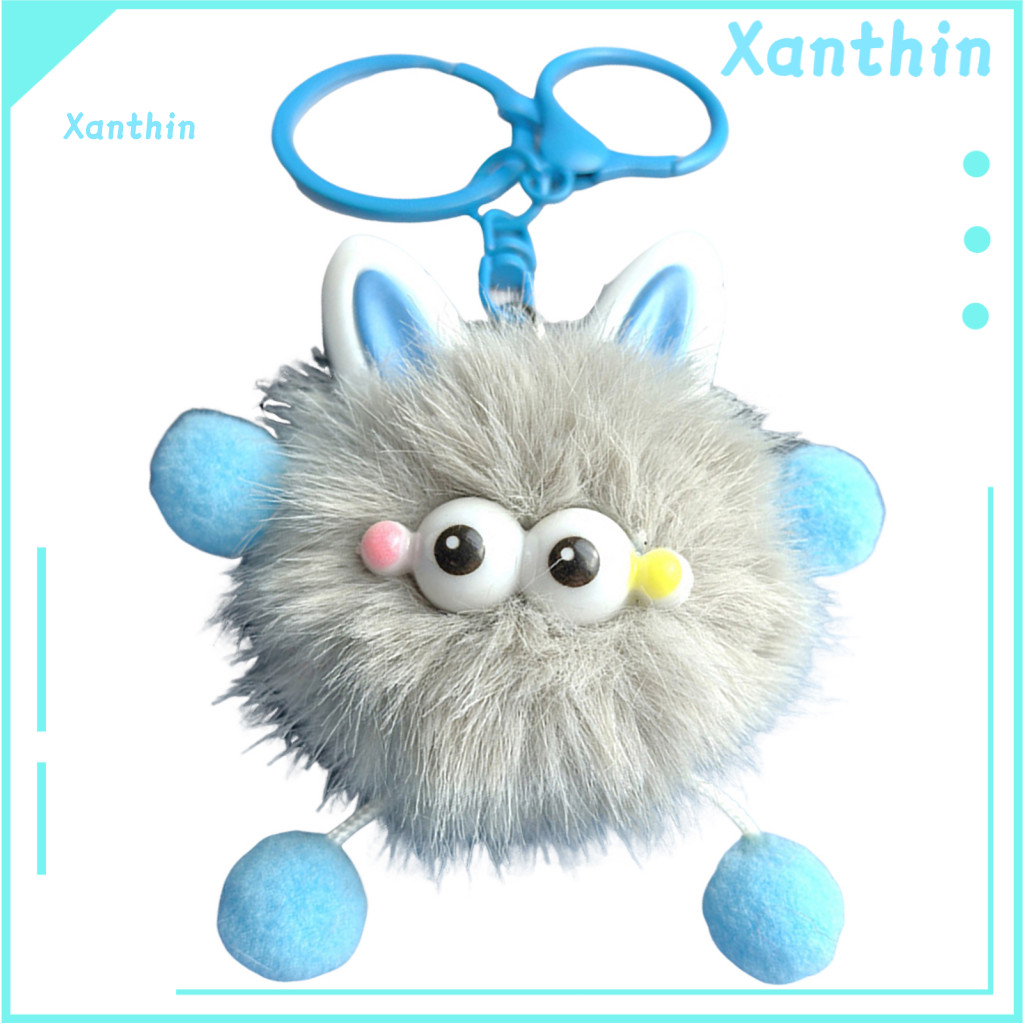 Soft Fur Ball Keychain Plush Cute – Unique Briquette Pendant Fluffy Bag Charm Trendy Key Ring Accessory for Women and