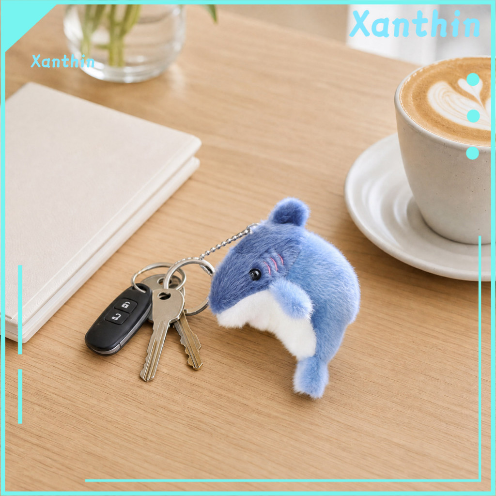 Mini Plush Keychain Bag Charm Cute Shark Soft Stuffed Pendant for Backpack Kawaii Ocean Creature Key Ring Gift for Kids