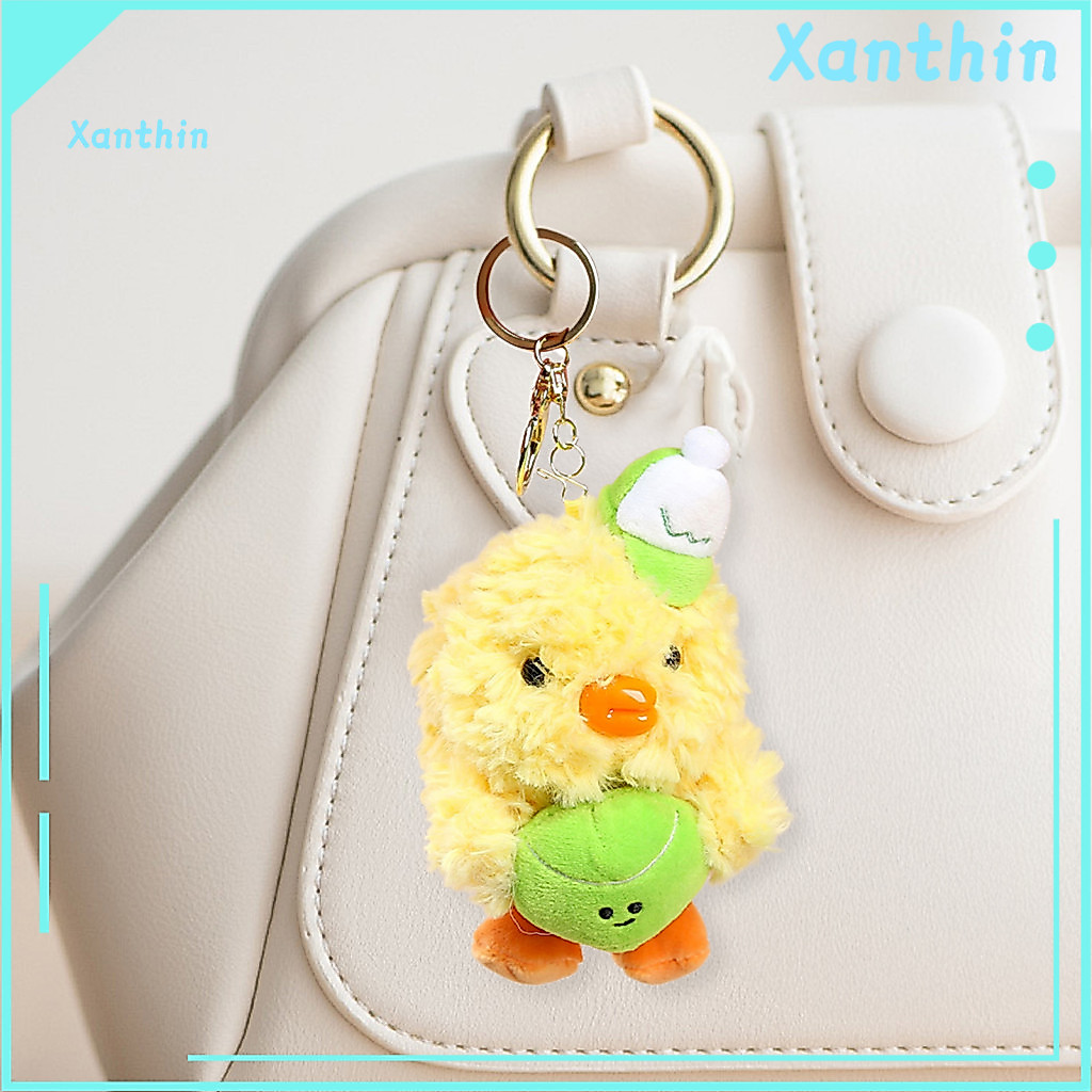 Plush Pendant for Couples Exclusive Couple Logo Baseball Duck Keychain Cute Soft Stuffed Bag Charm with Metal Clip for K