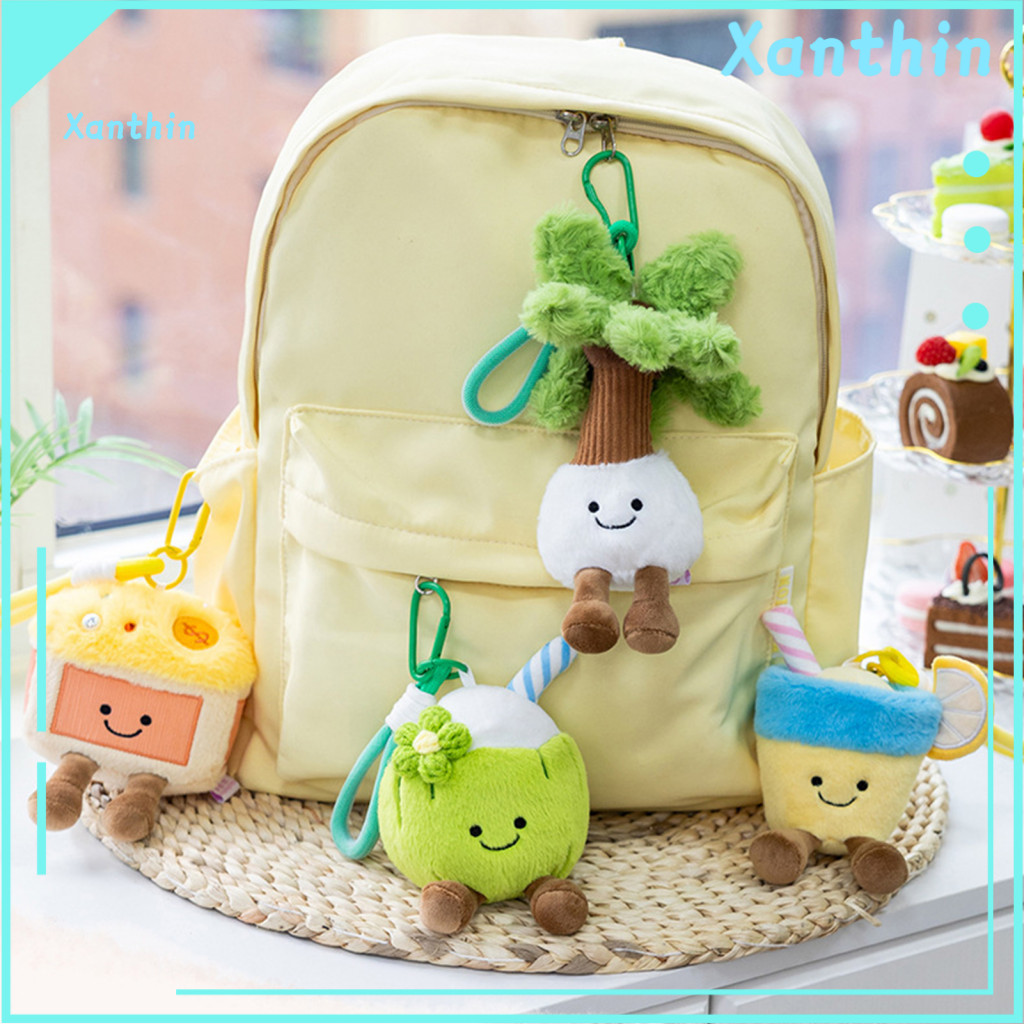 Doll Pendant Keychain Cute Tropical Fruit Juice Plush – Summer Coconut Bag Charm Soft Stuffed Toy Car Accessory Perfec