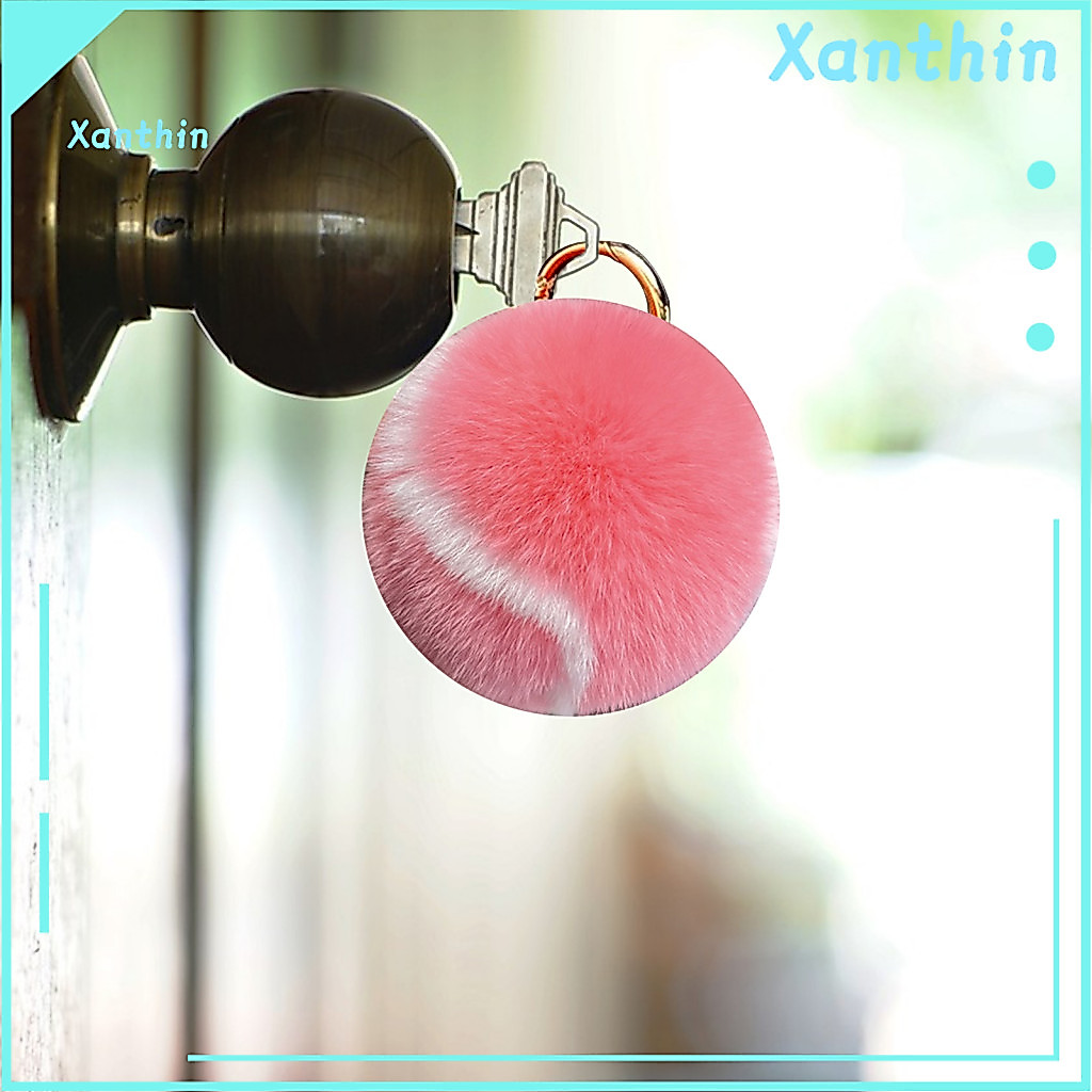 Plush Pendant Keychain Soft Touch Fur Tennis Ball with Real Rex Rabbit – Durable Sports Fan Gift Multi-functional for