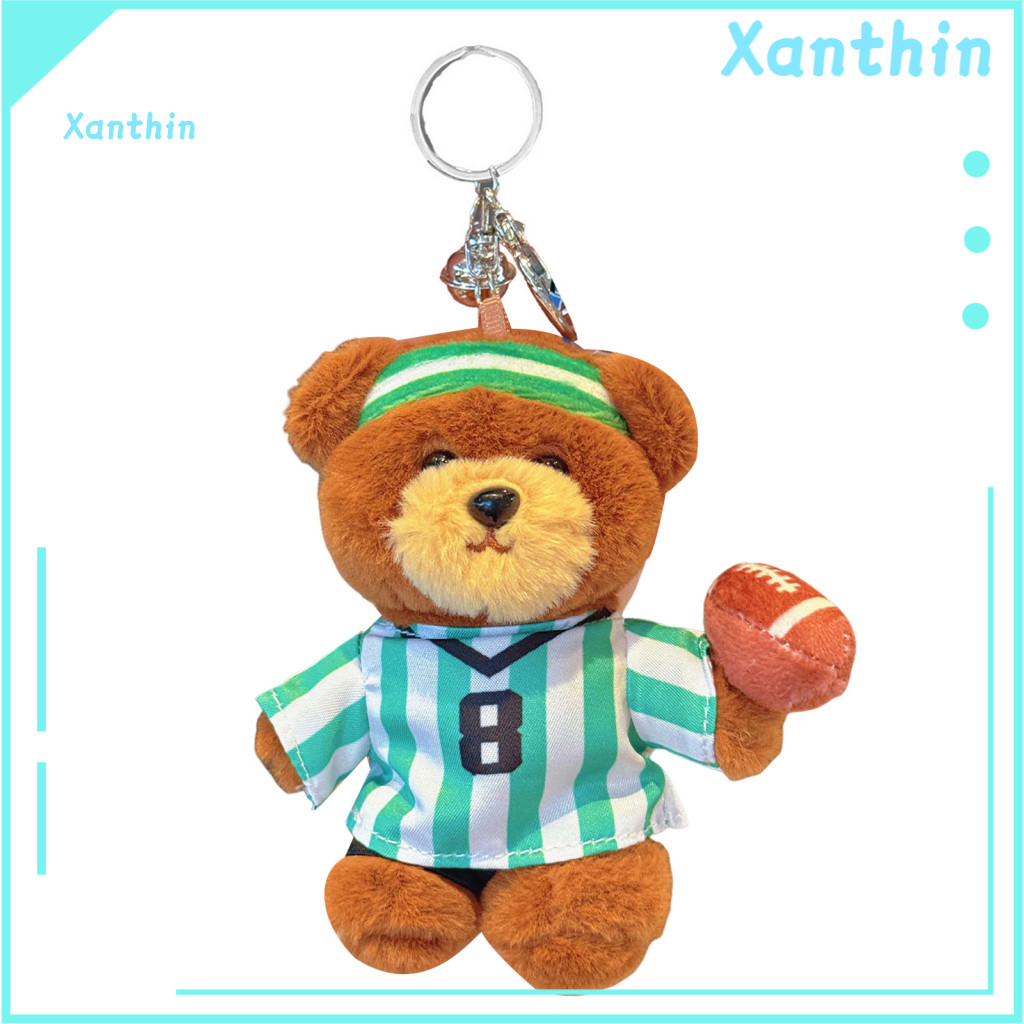 Multi-functional Plush Pendant Bear Keychain Sports Cute Bag Charm for Backpack Soft Plushie Gift for Friends Hang Acces