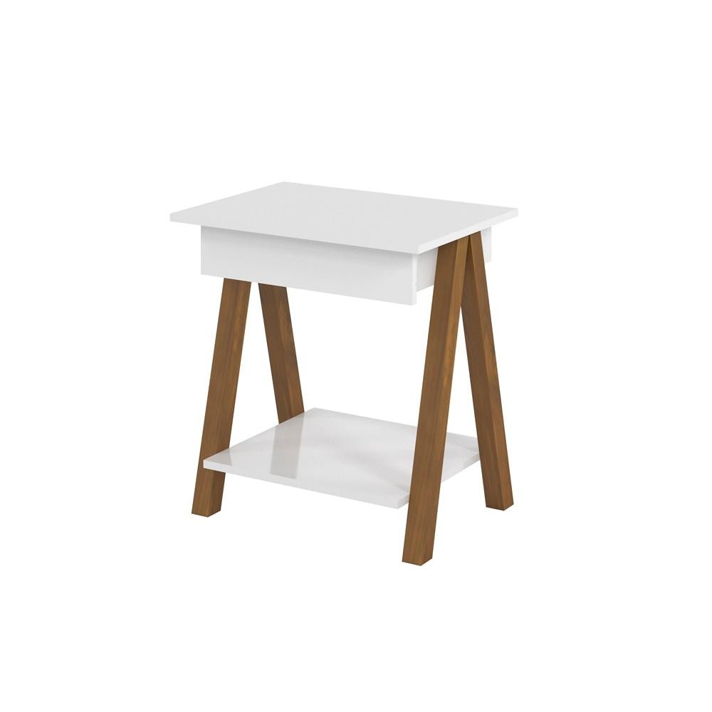 Mesa de Cabeceira 1 Gaveta Finger Branca Mesa Lateral para Quarto Design Moderno Ofertamo Móveis