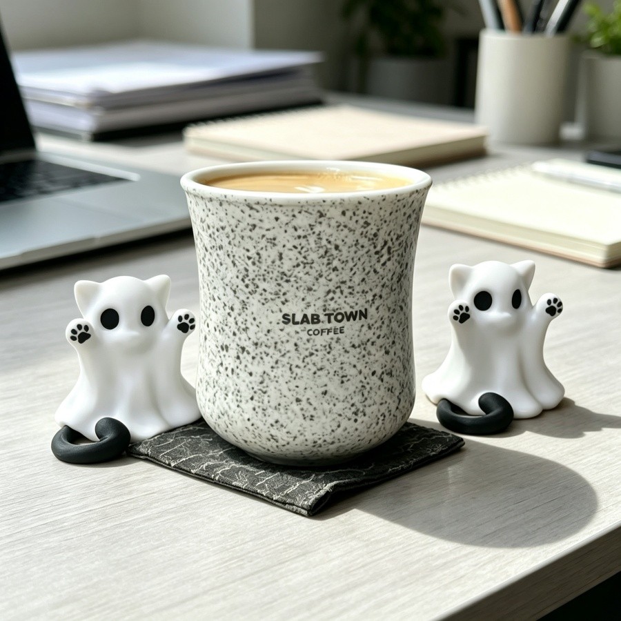 Impressão 3d depressão gatinho branco Cross-Border figura de Halloween dedo médio criativo bonito depressão gatinho deco