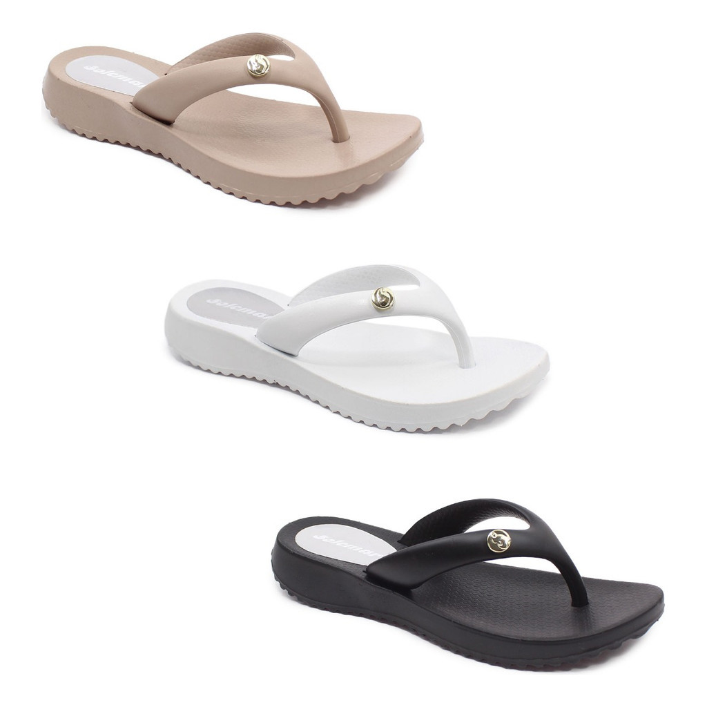 Chinelo de Dedo Feminino Rasteira Sandália Tamanco Anabela Conforto Ortopédico Preto Branco Nude