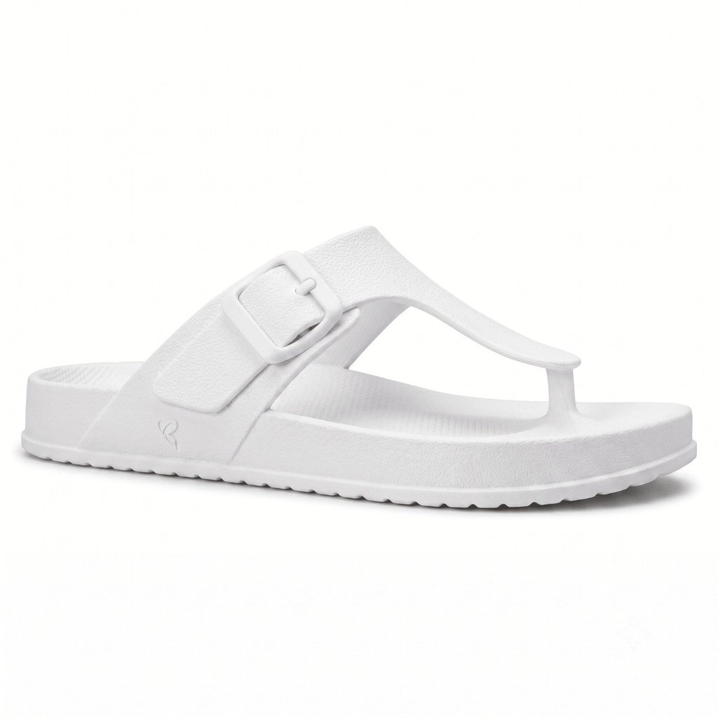 Rasteirinha Feminina Confortável Petite Chinelo Dedo Fivela Ajustável Rasteira Antiderrapante Branco