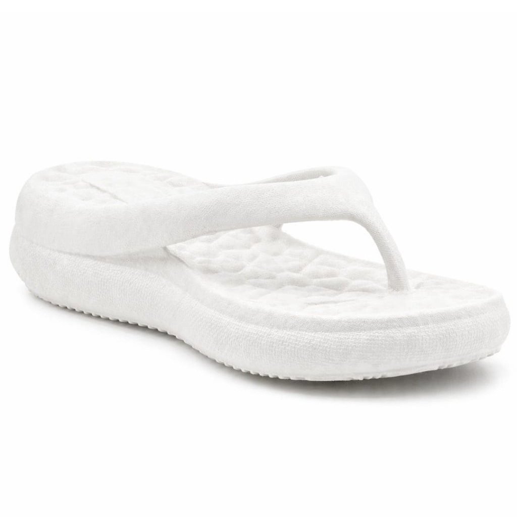 Sandália Feminina Salto Baixo Chinelo Dedo Flatform Plataforma Macia Antiderrapante Branco