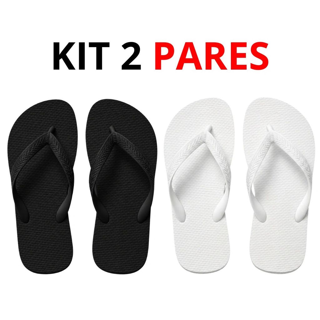 Kit 2 Chinelos Abuzze Unissex de Dedo Preto e Branco Confortáveis para Uso Diário em