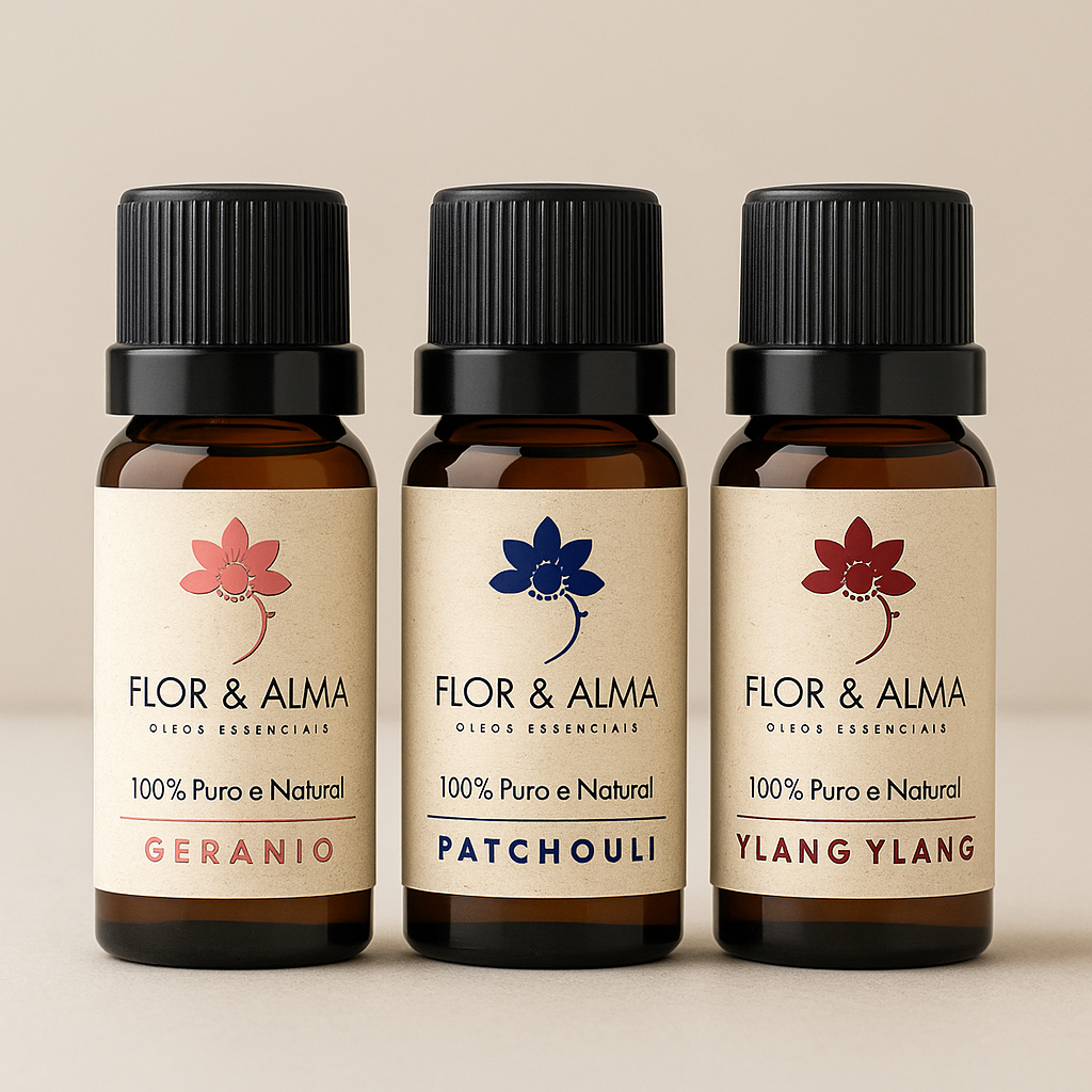 Kit Trilogia do Equilíbrio - Gerânio Patchouli e Ylang Ylang 10ml cada